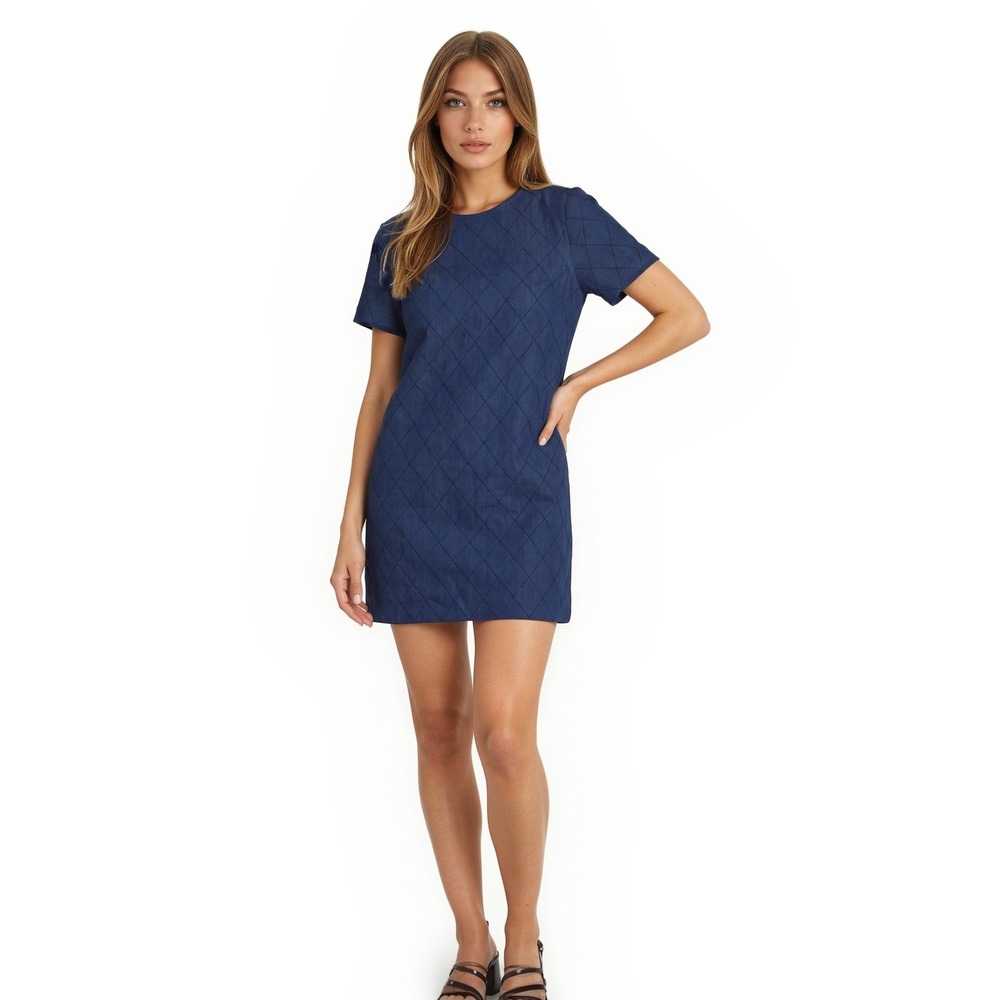 Kate Spade New York Denim Shift Dress Women's Size 6 Blue Indigo Quilted